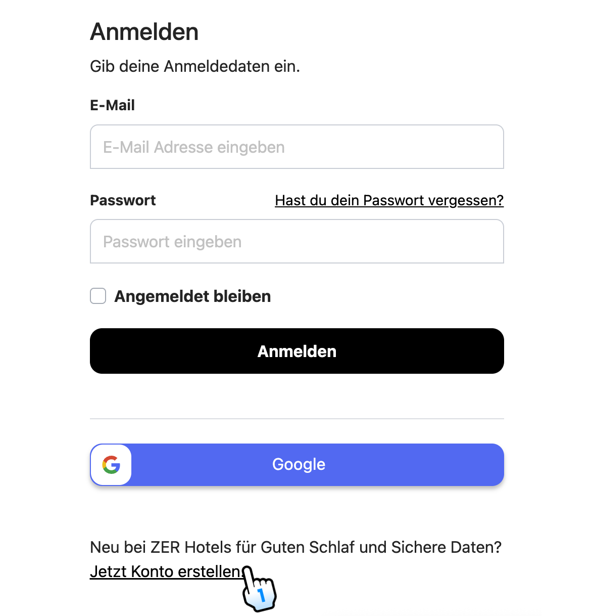 Login-Formular einer likeMagic-Instanz. Ganz unten ist ein Registrierungslink.